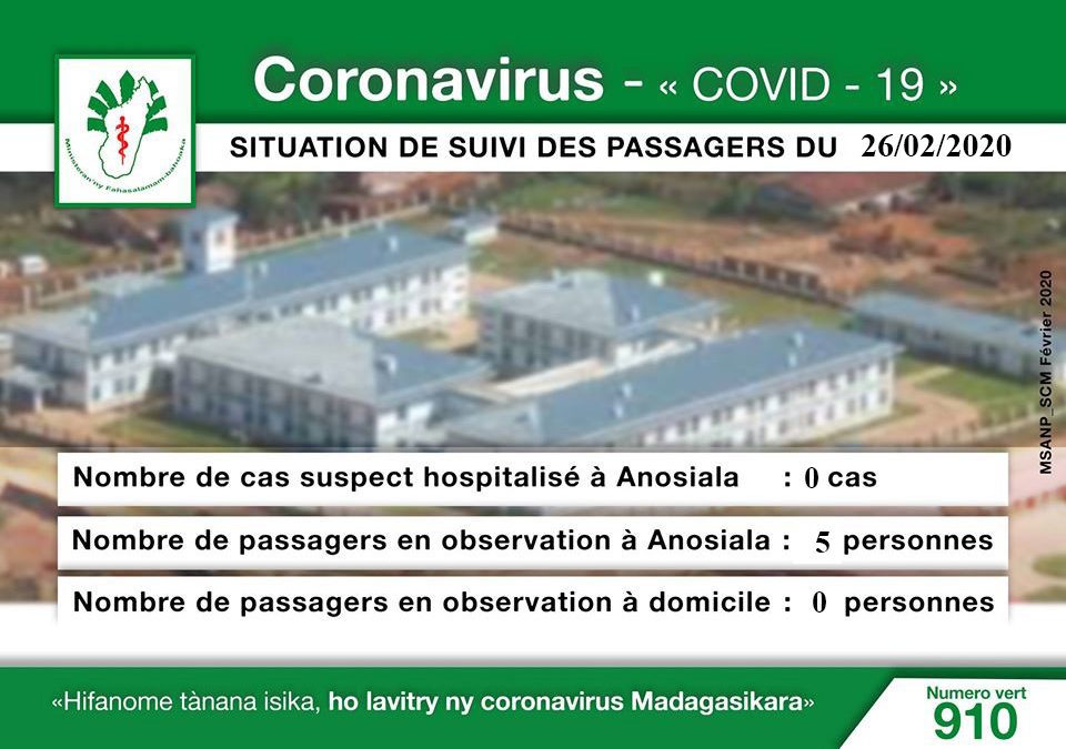 Situation CORONAVIRUS 26 Février 2020