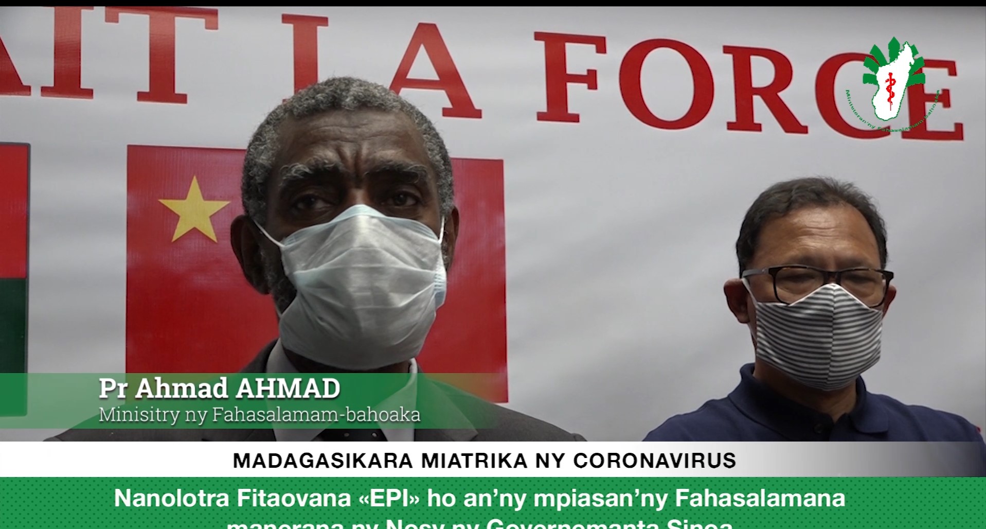 CORONAVIRUS: Don de la Chine – ITW Pr Ahmad AHMAD, Ministre de la Santé Publique