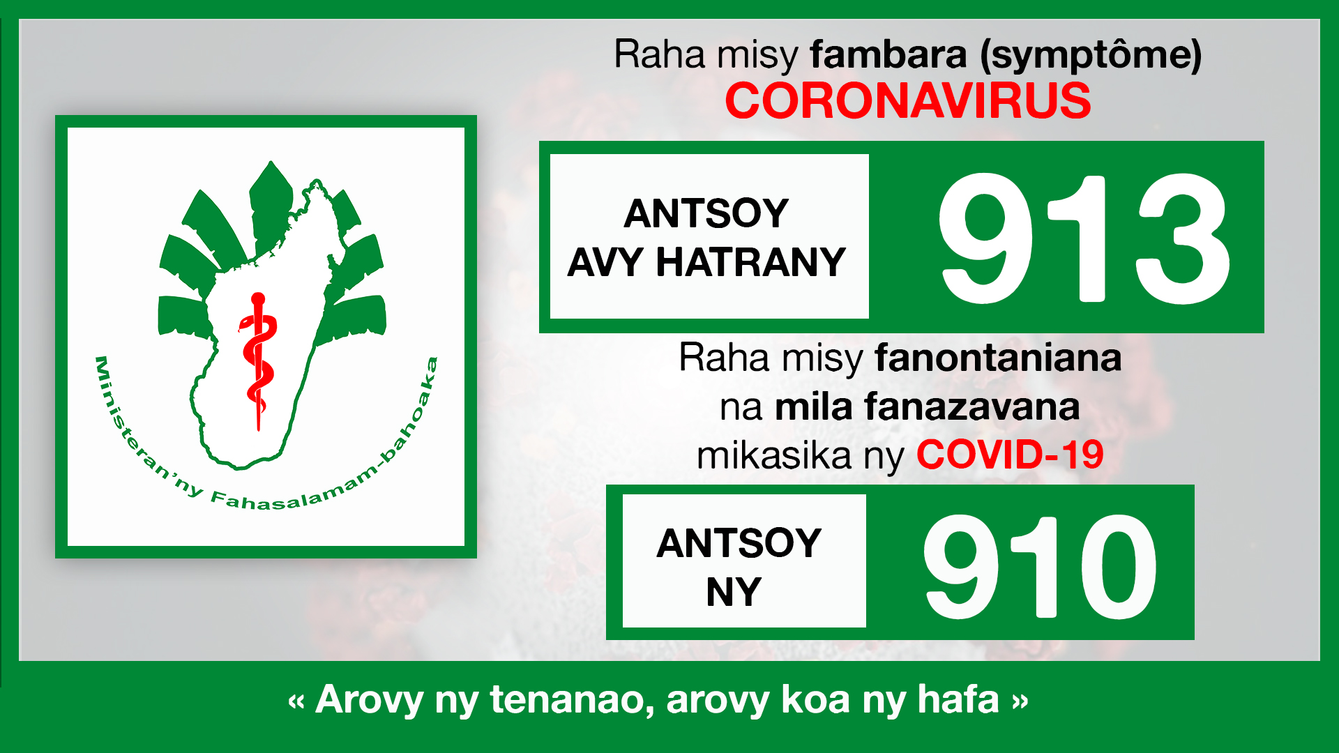 Coronavirus: Numero vert