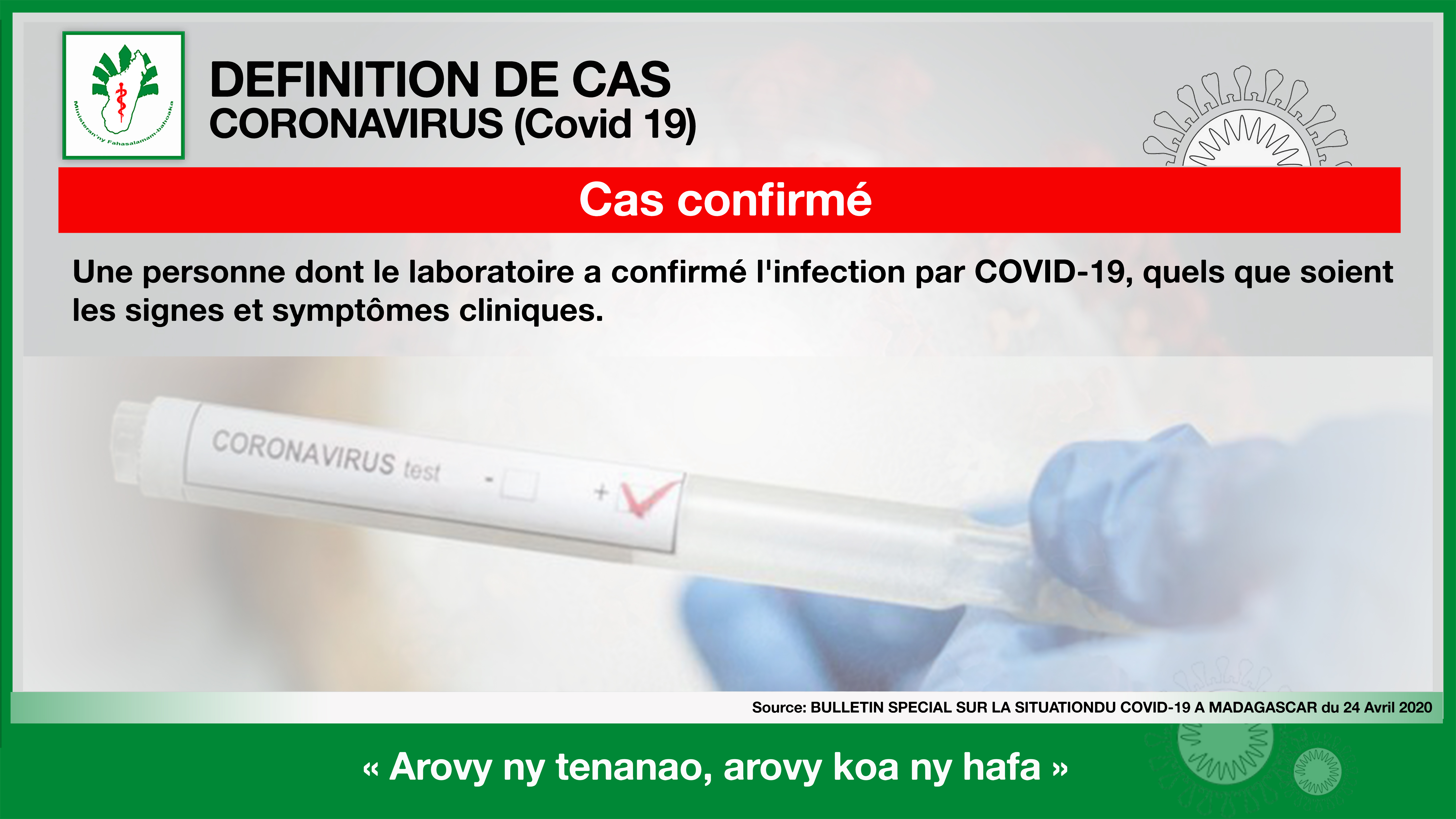 CORONAVIRUS: Cas confirmé