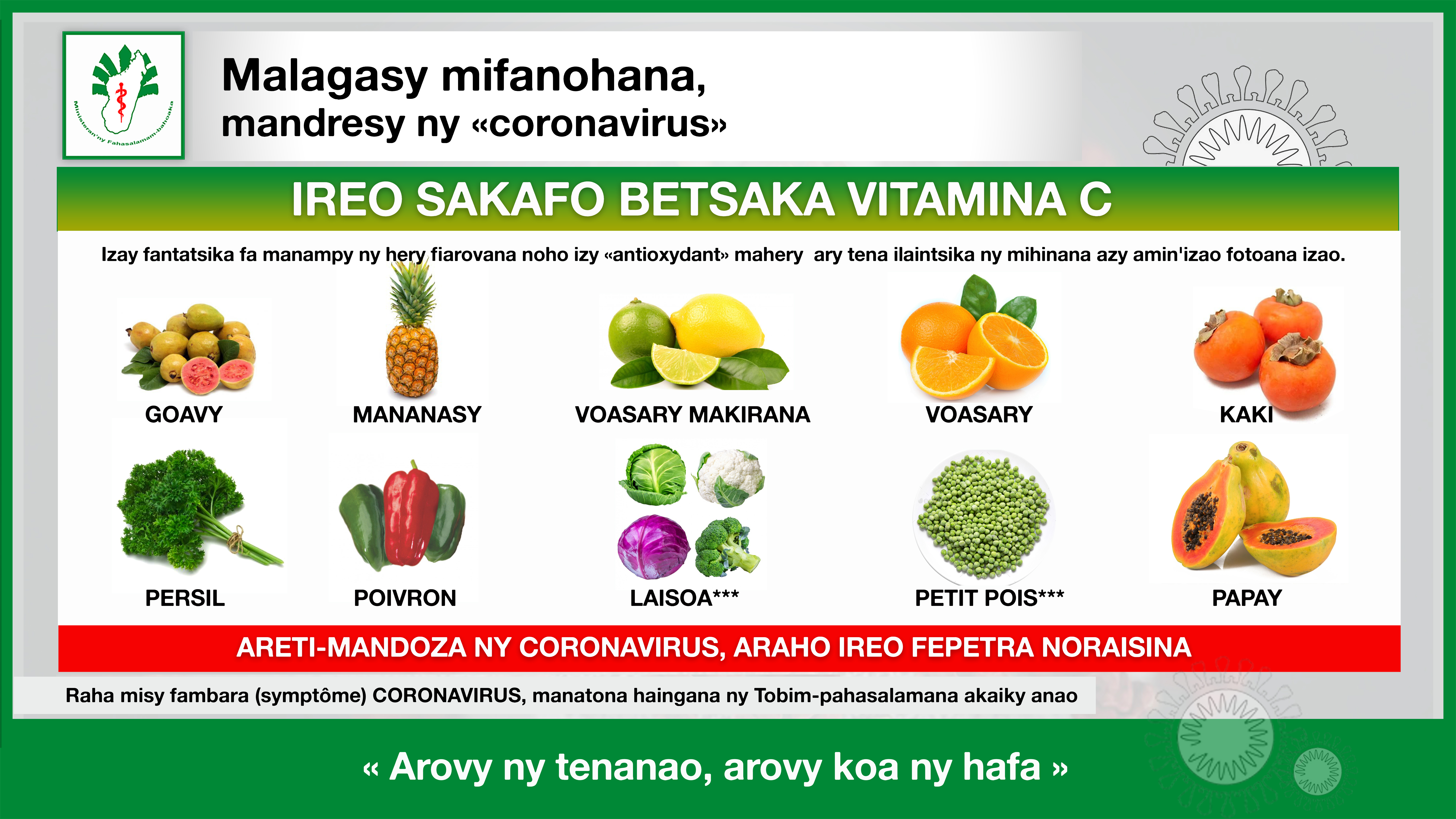 Covid-19: Ireo sakafo betsaka Vit C mampitombo ny hery fiarovana